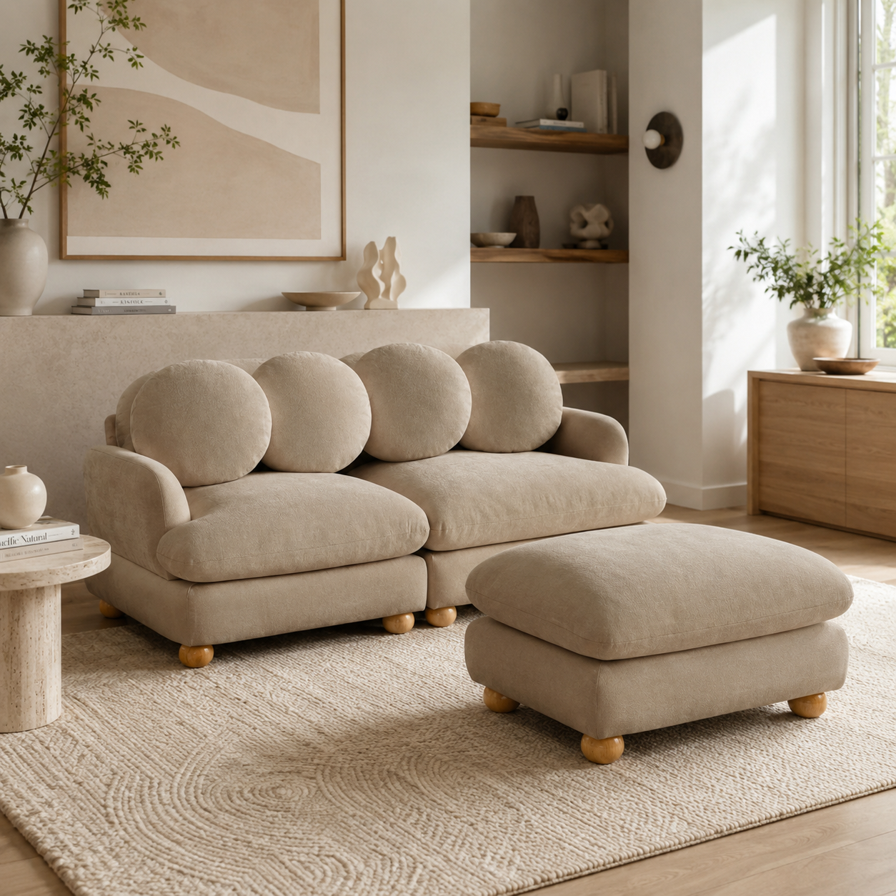 Montclair 68" 3-Seater Modular L-Shaped Sectional Sofa with Ottoman