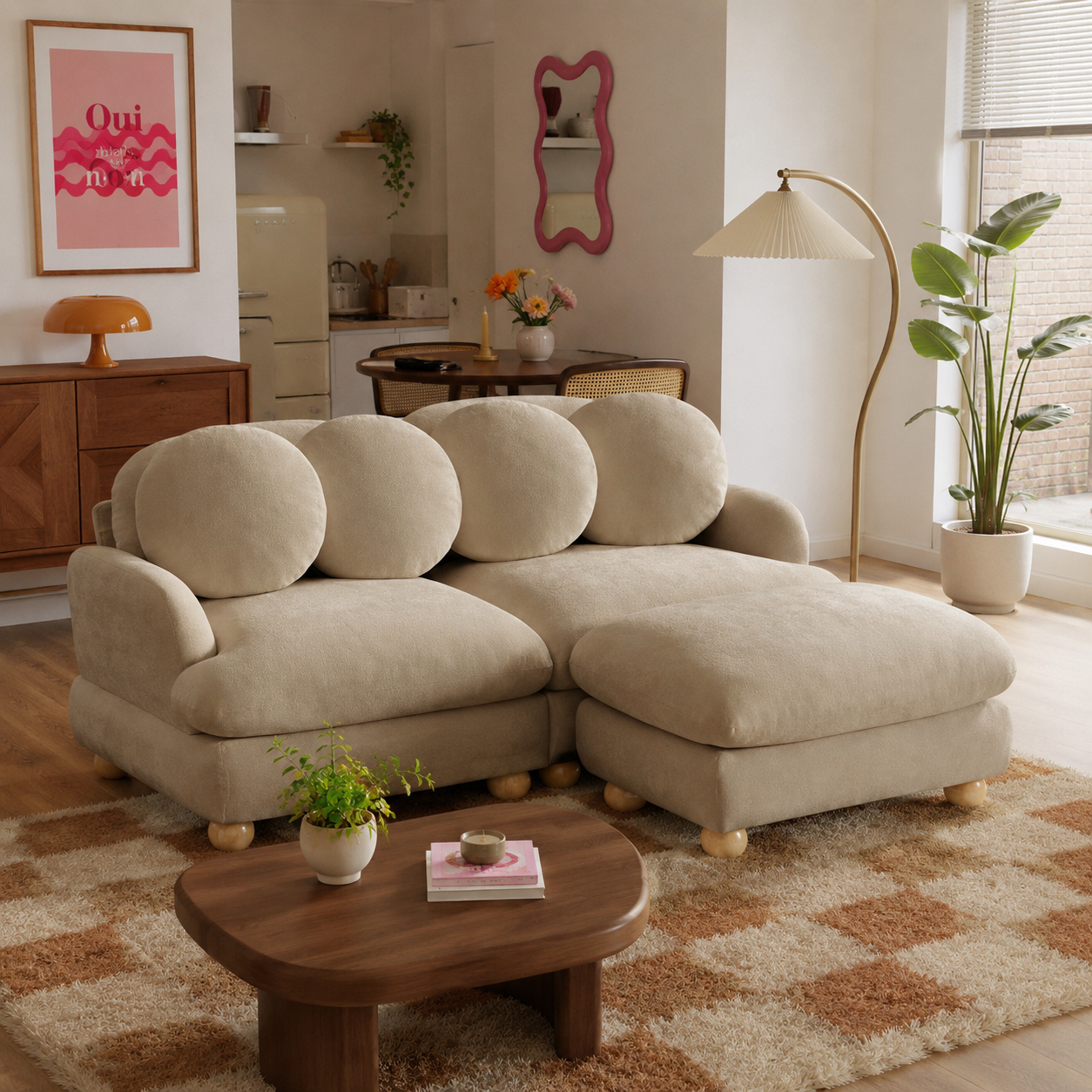 Montclair 68" 3-Seater Modular L-Shaped Sectional Sofa with Ottoman