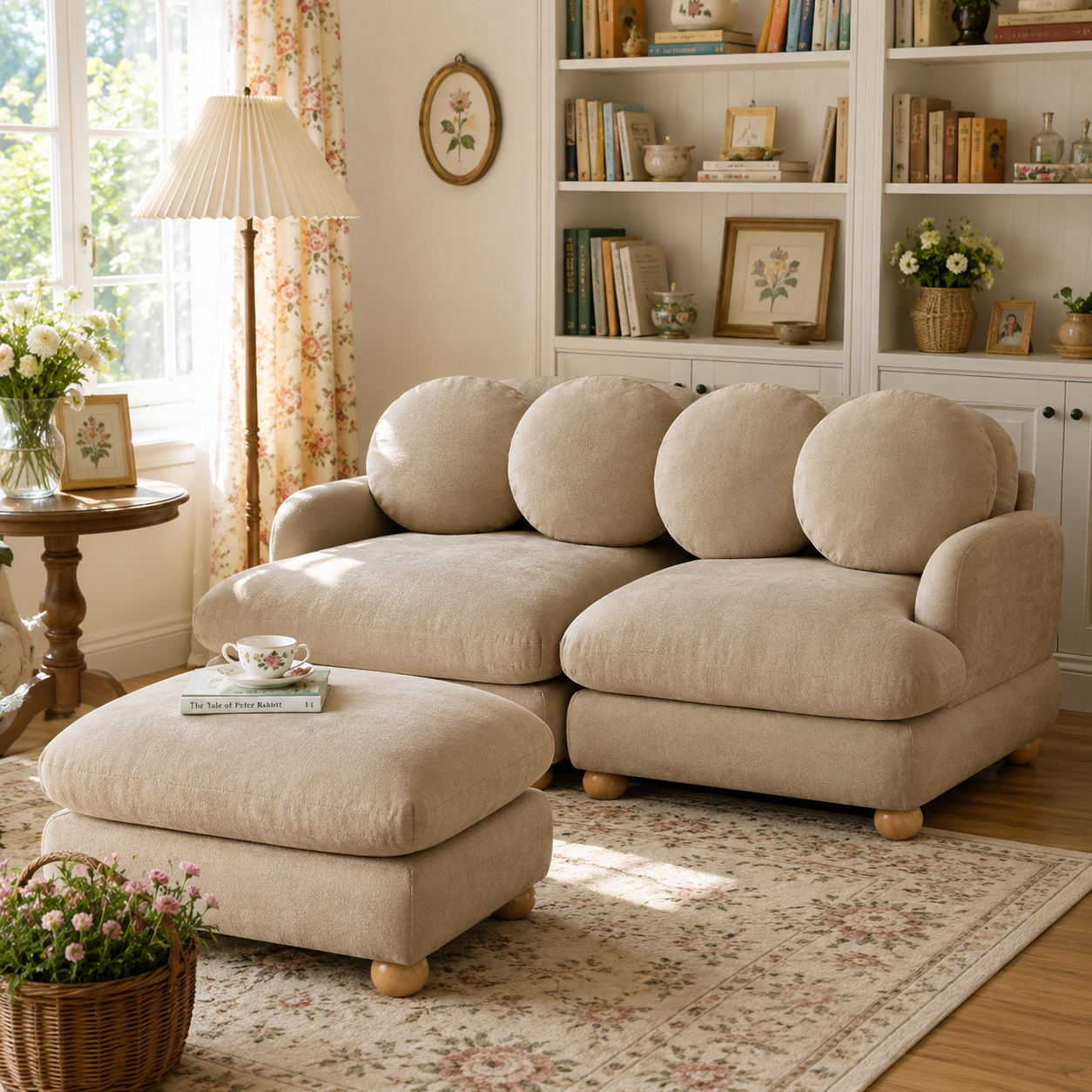 Montclair 68" 3-Seater Modular L-Shaped Sectional Sofa with Ottoman