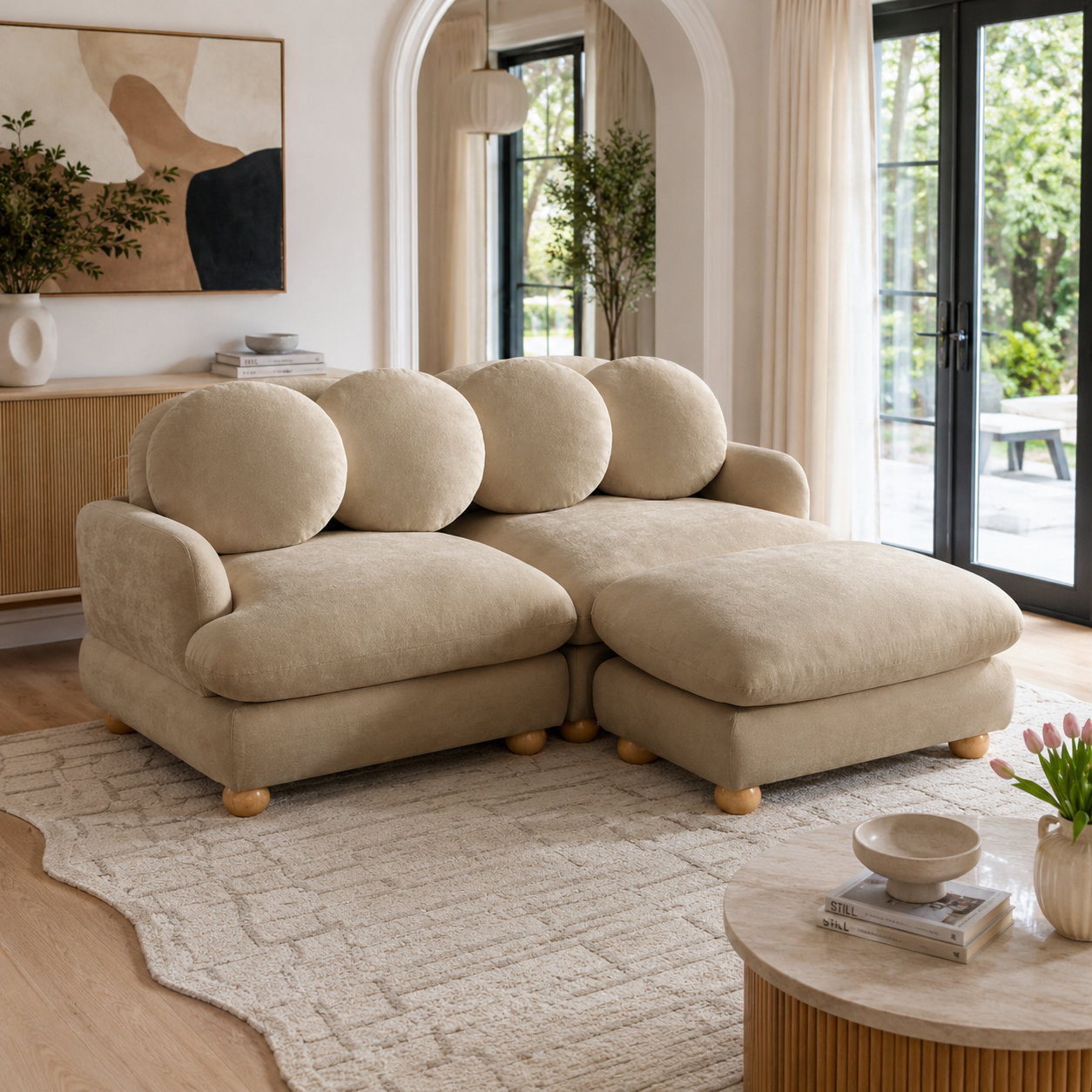 Montclair 68" 3-Seater Modular L-Shaped Sectional Sofa with Ottoman
