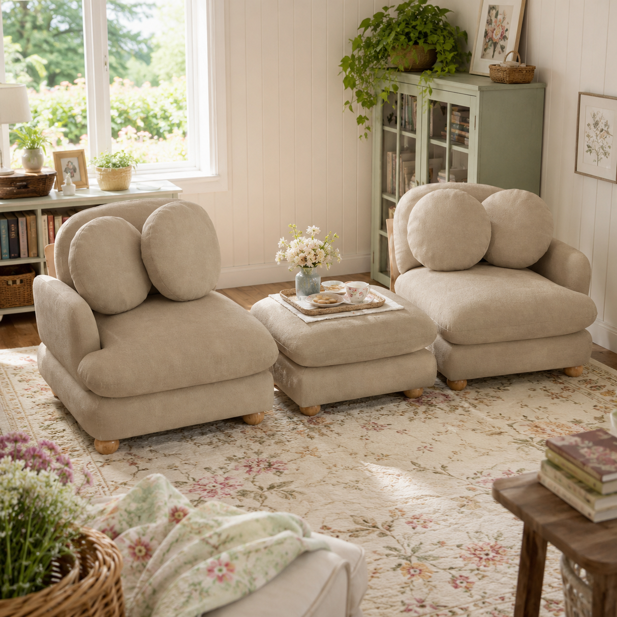 Montclair 68" 3-Seater Modular L-Shaped Sectional Sofa with Ottoman
