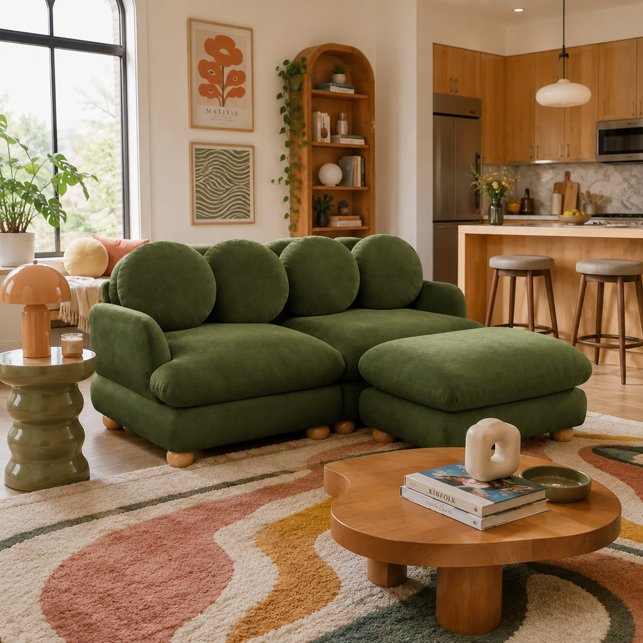 Montclair 68" 3-Seater Modular L-Shaped Sectional Sofa with Ottoman