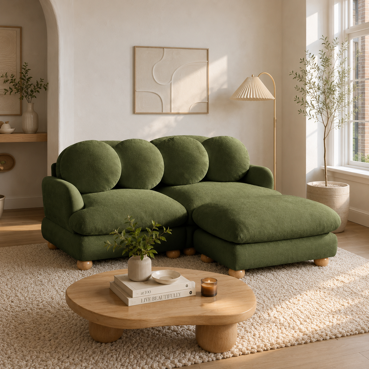 Montclair 68" 3-Seater Modular L-Shaped Sectional Sofa with Ottoman