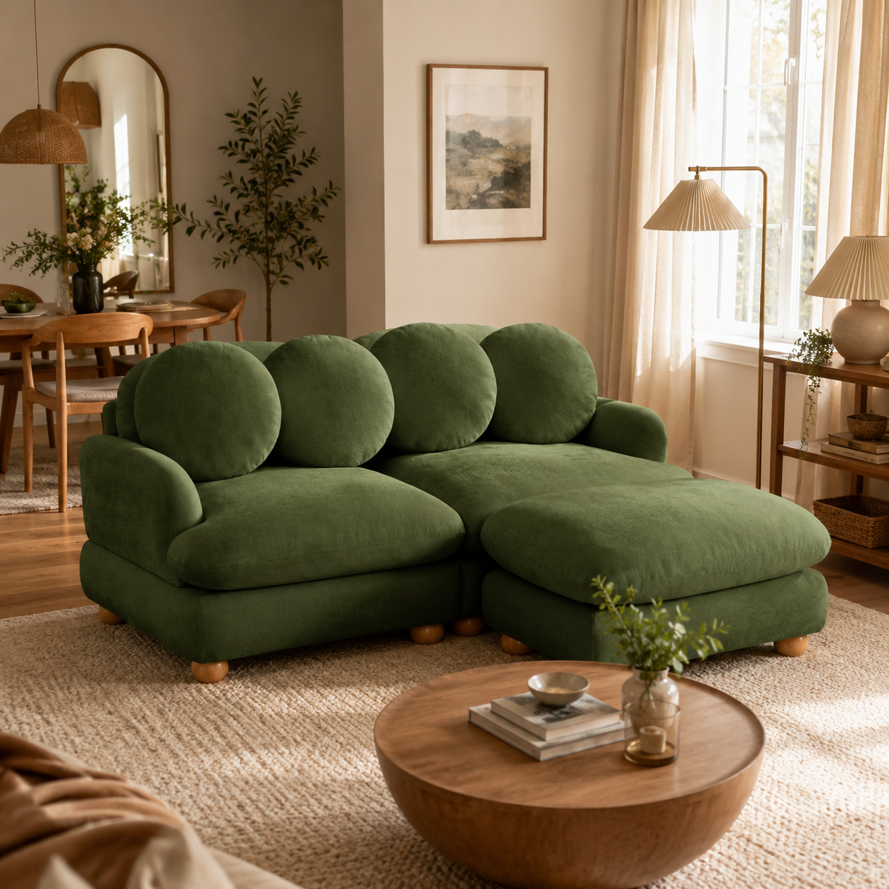 Montclair 68" 3-Seater Modular L-Shaped Sectional Sofa with Ottoman