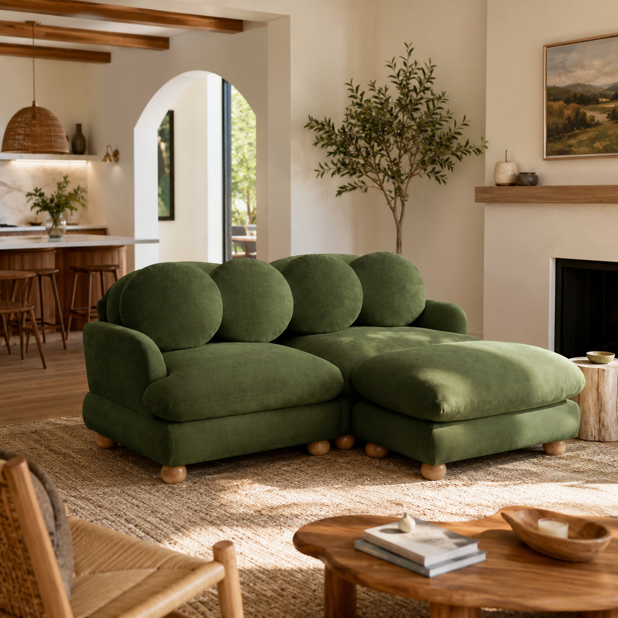 Montclair 68" 3-Seater Modular L-Shaped Sectional Sofa with Ottoman