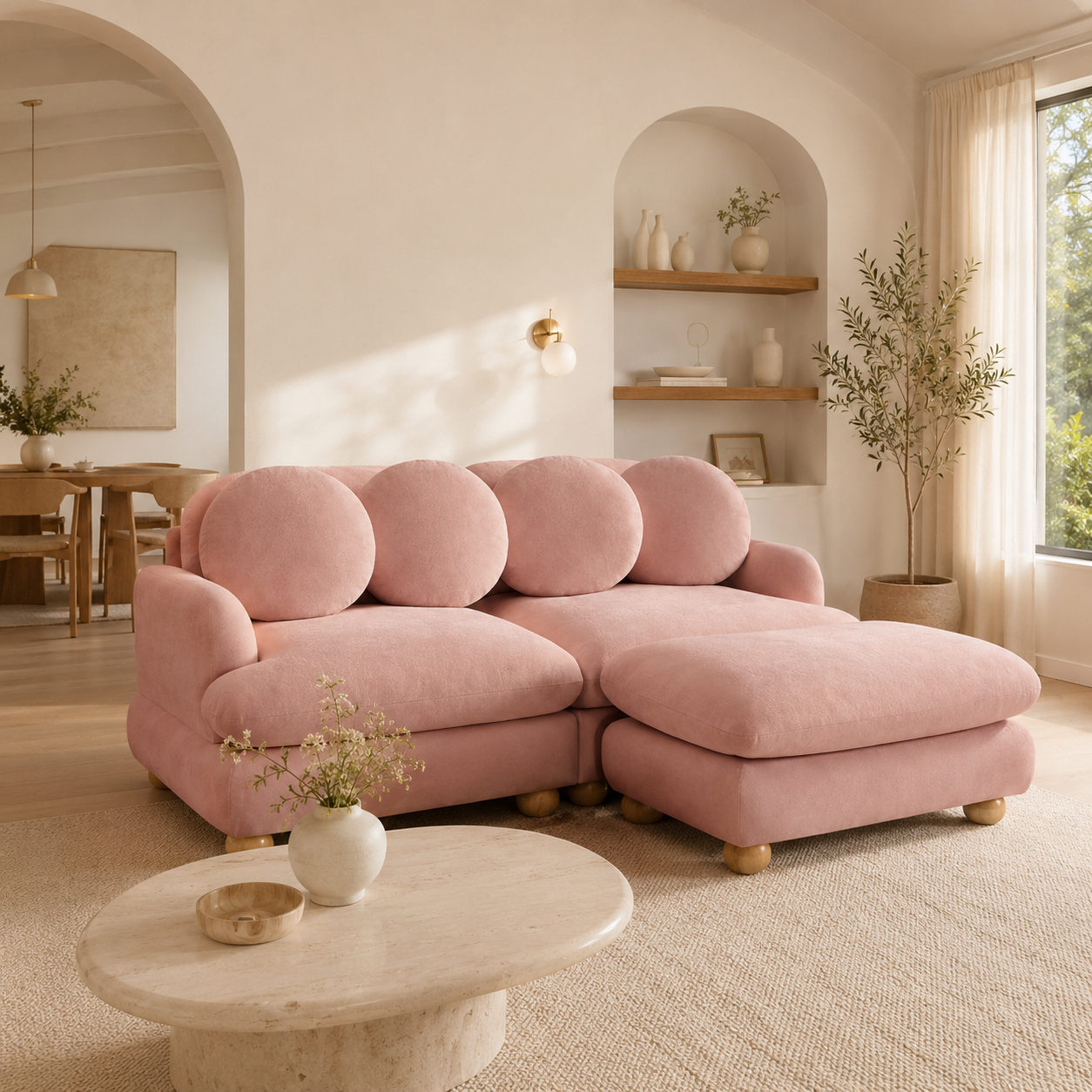 Montclair 68" 3-Seater Modular L-Shaped Sectional Sofa with Ottoman