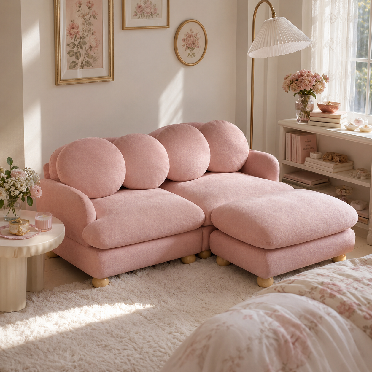 Montclair 68" 3-Seater Modular L-Shaped Sectional Sofa with Ottoman