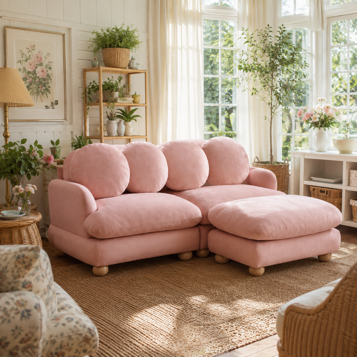 Montclair 68" 3-Seater Modular L-Shaped Sectional Sofa with Ottoman