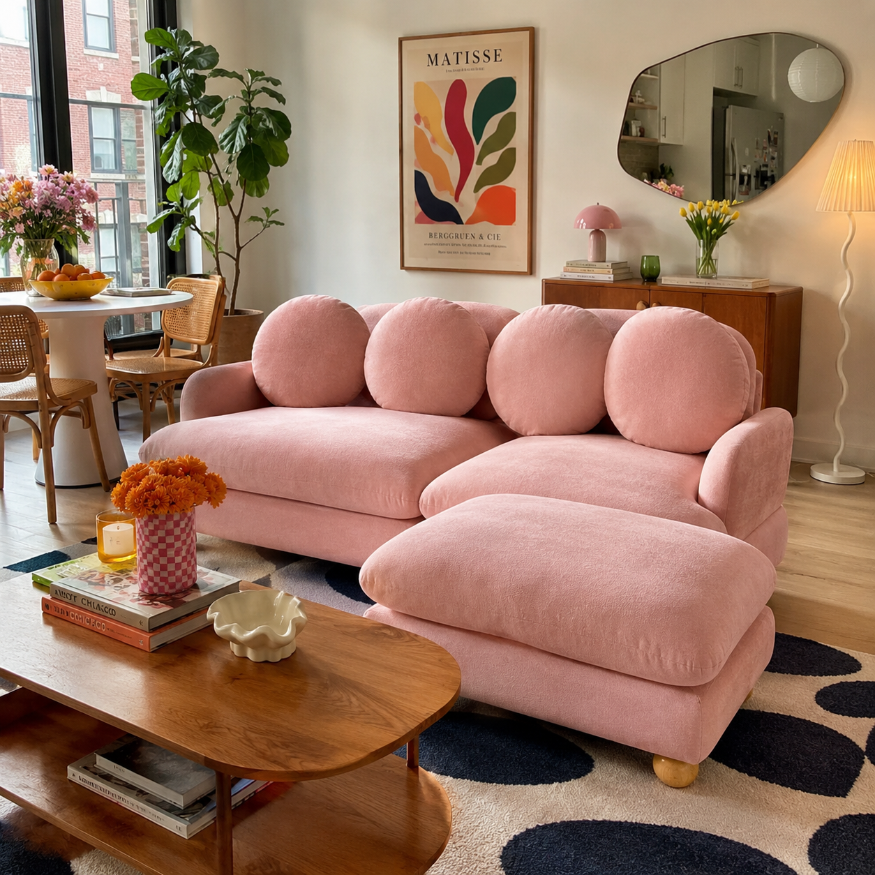 Montclair 68" 3-Seater Modular L-Shaped Sectional Sofa with Ottoman