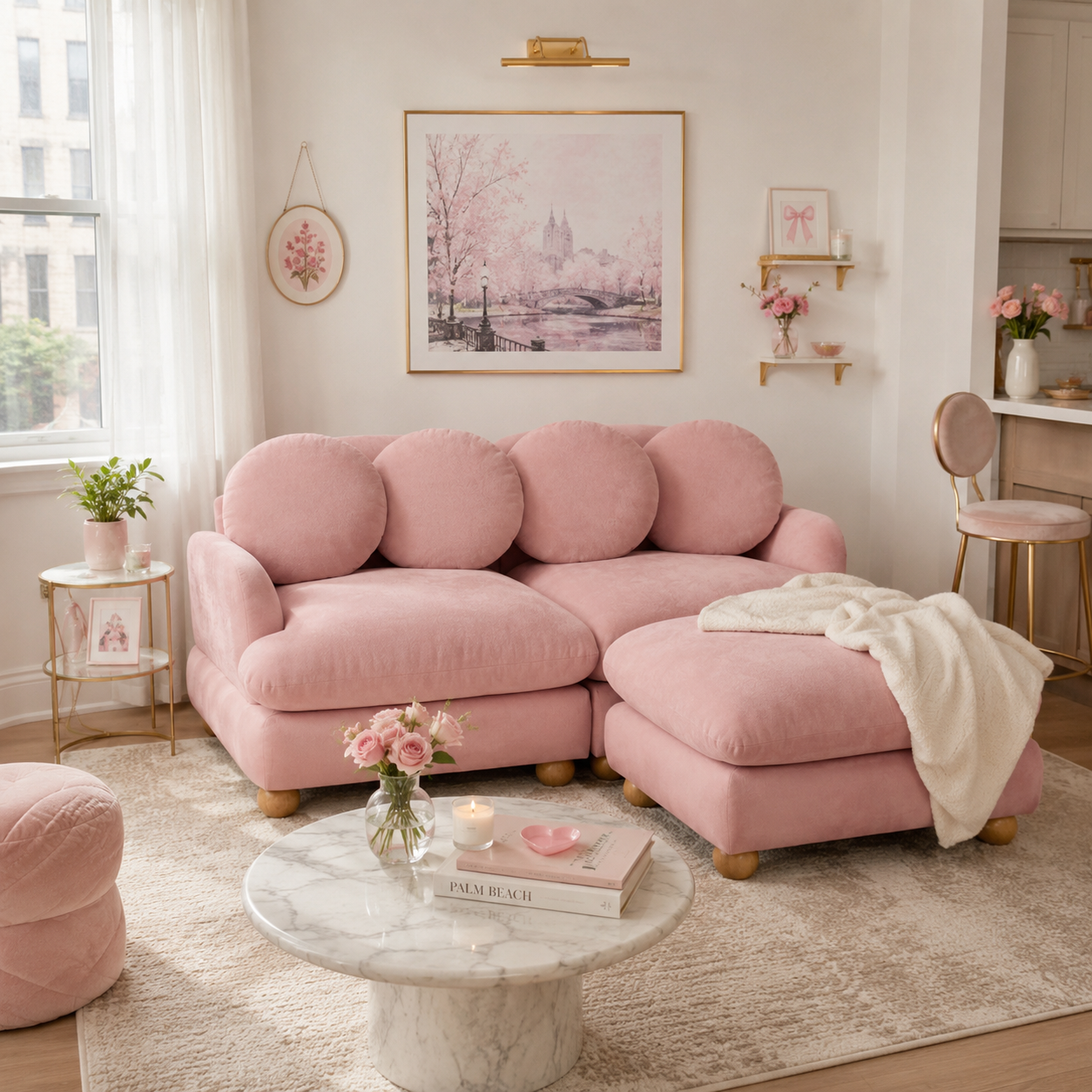 Montclair 68" 3-Seater Modular L-Shaped Sectional Sofa with Ottoman