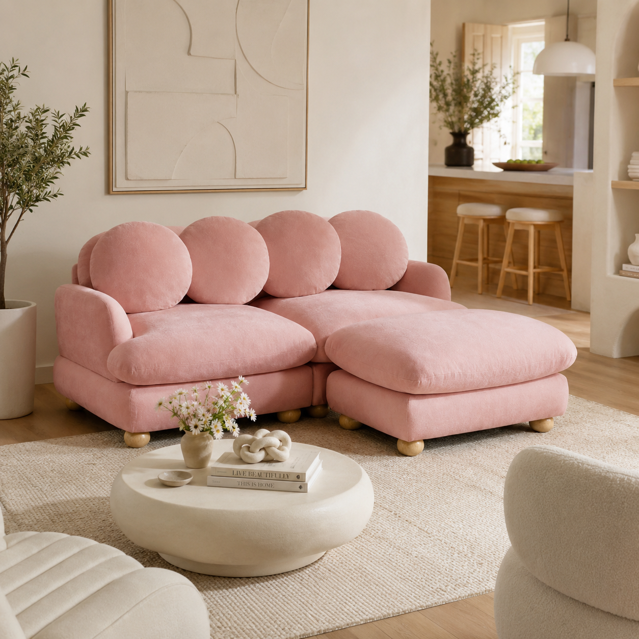Montclair 68" 3-Seater Modular L-Shaped Sectional Sofa with Ottoman