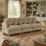 Montclair 95" 3-Seater Modular Chenille Sofa with 6 Round Pillows