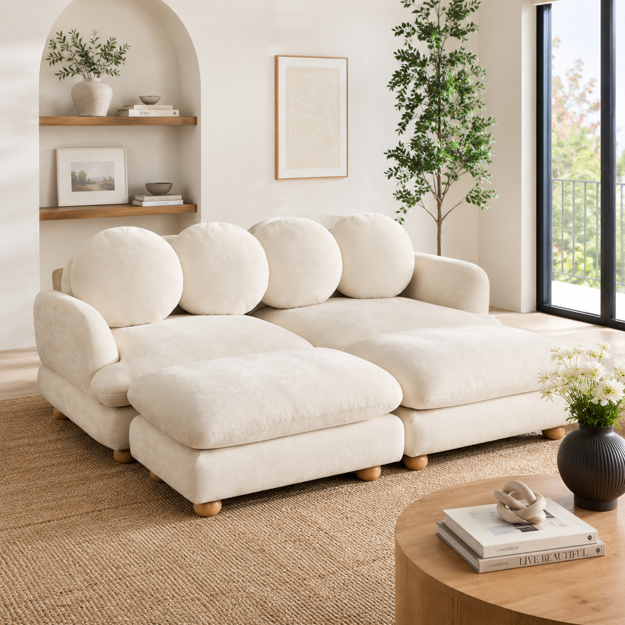 Montclair 68" 4-Piece Modular Chenille Sofa with Daybed Configuration