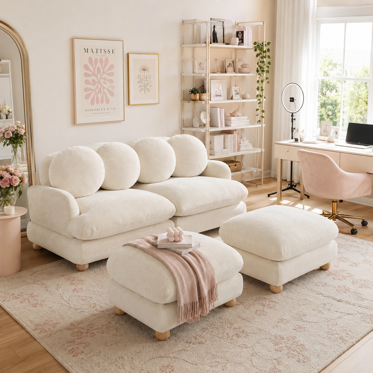 Montclair 68" 4-Piece Modular Chenille Sofa with Daybed Configuration