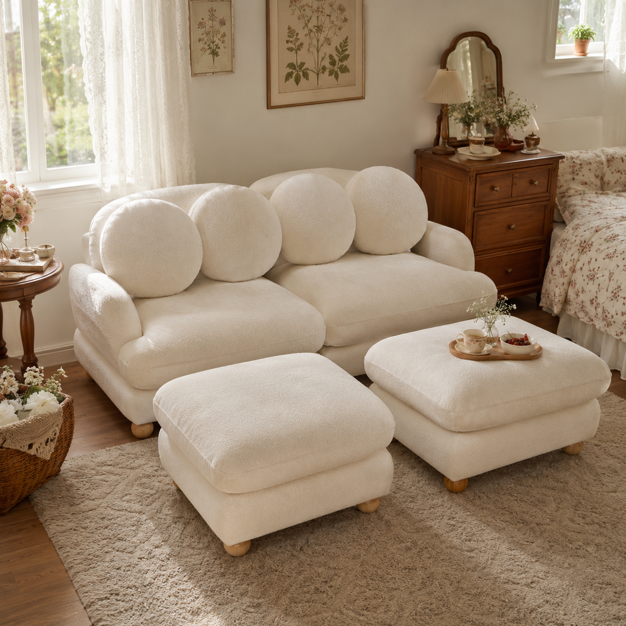 Montclair 68" 4-Piece Modular Chenille Sofa with Daybed Configuration