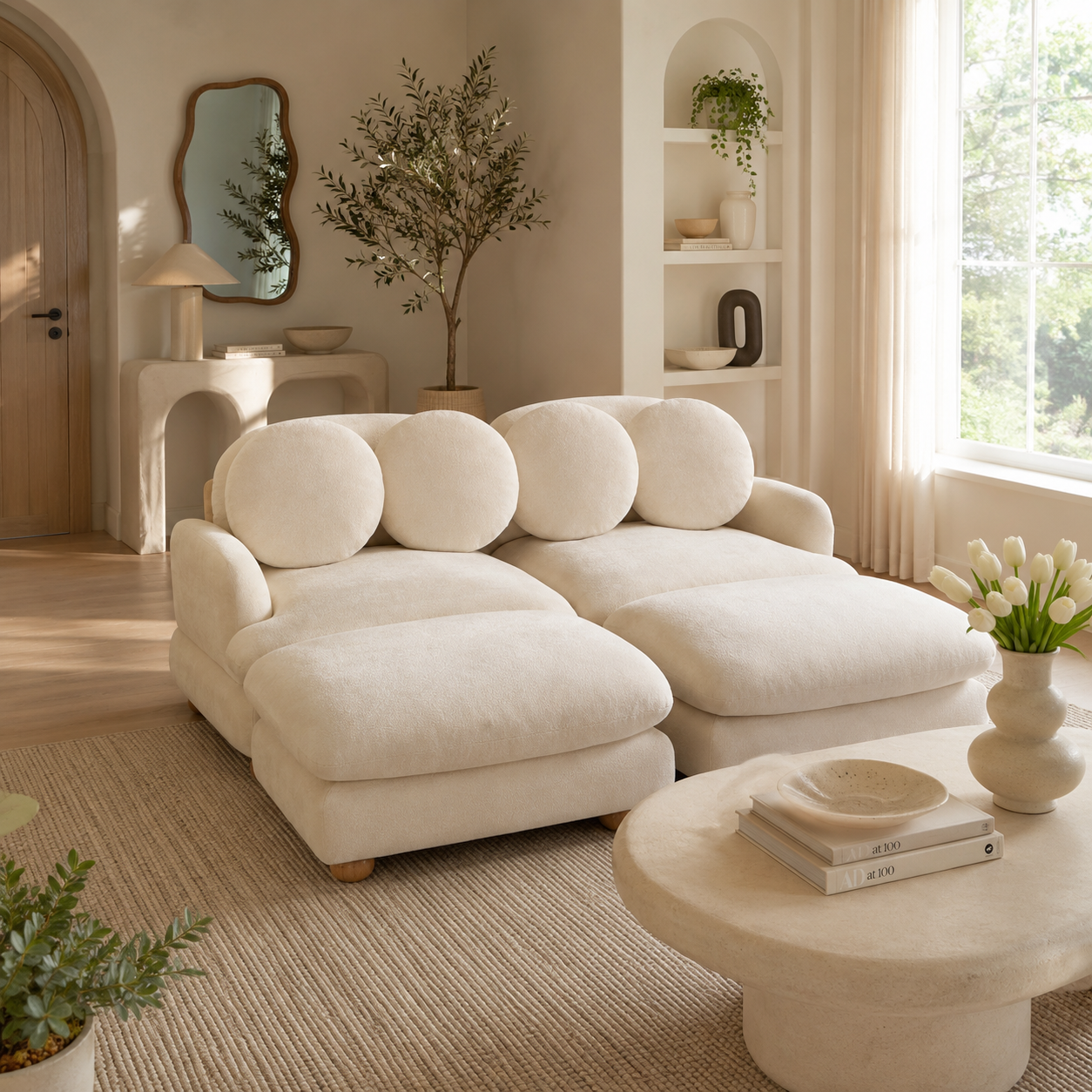 Montclair 68" 4-Piece Modular Chenille Sofa with Daybed Configuration
