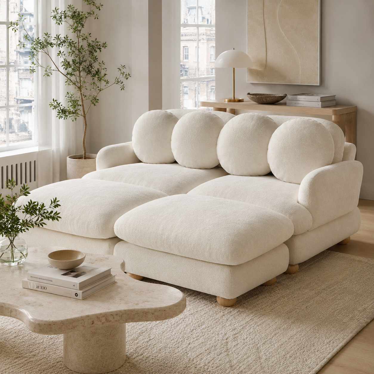 Montclair 68" 4-Piece Modular Chenille Sofa with Daybed Configuration