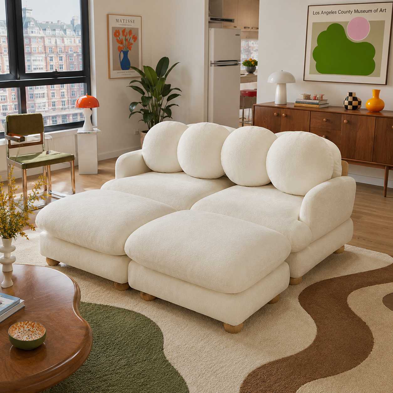 Montclair 68" 4-Piece Modular Chenille Sofa with Daybed Configuration