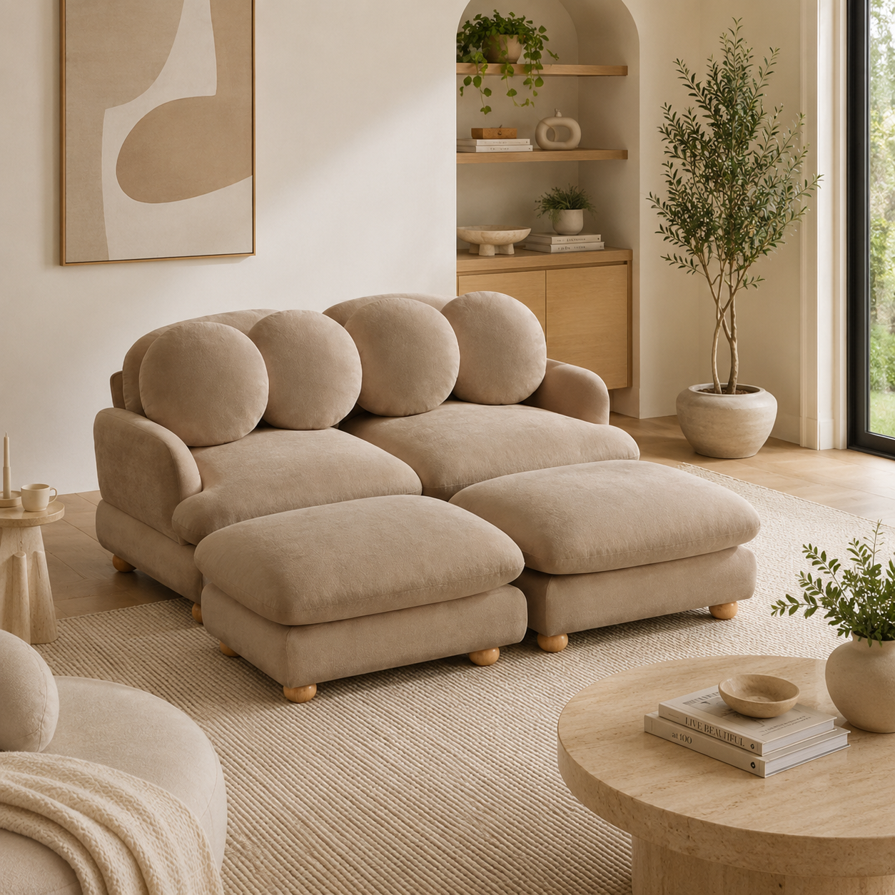 Montclair 68" 4-Piece Modular Chenille Sofa with Daybed Configuration