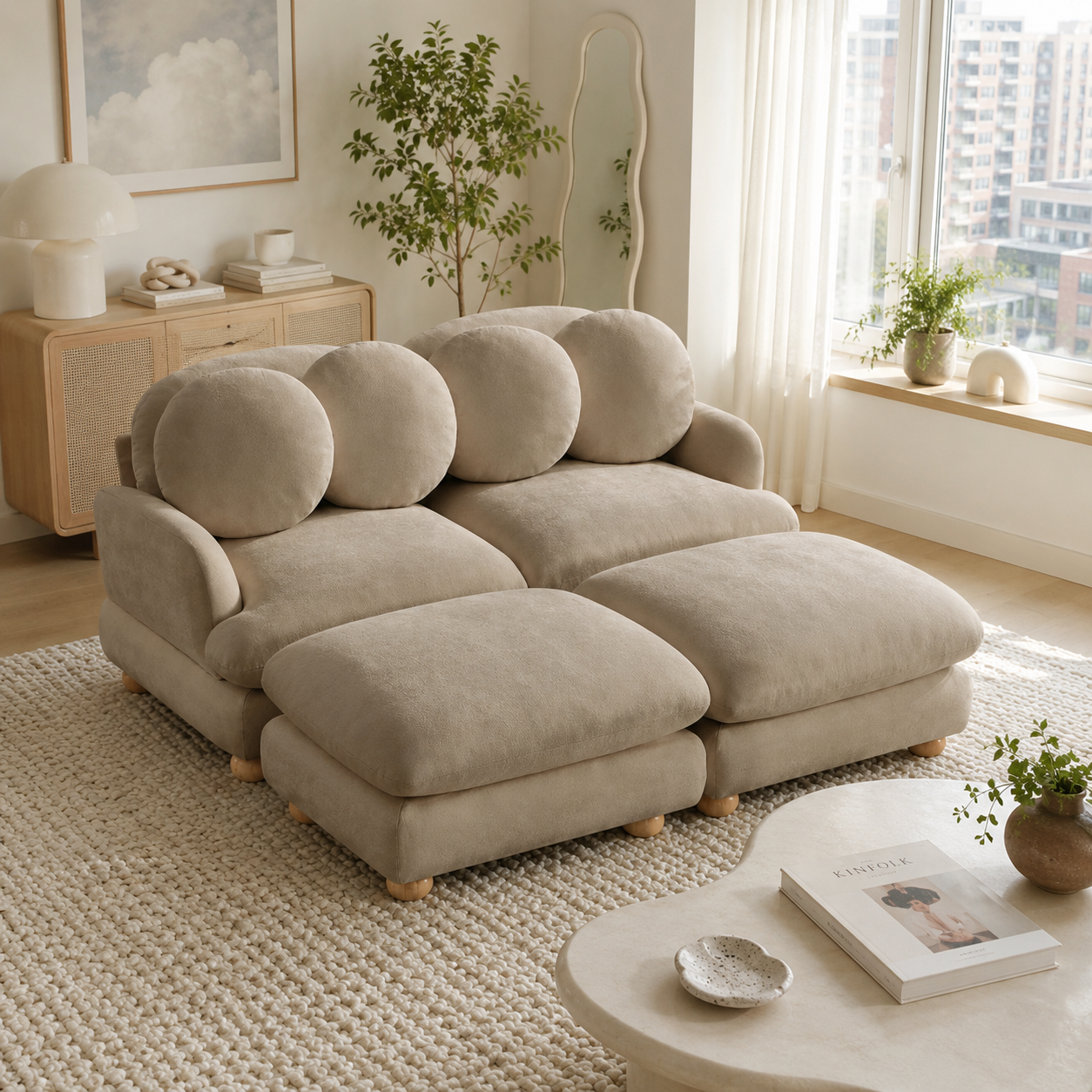 Montclair 68" 4-Piece Modular Chenille Sofa with Daybed Configuration