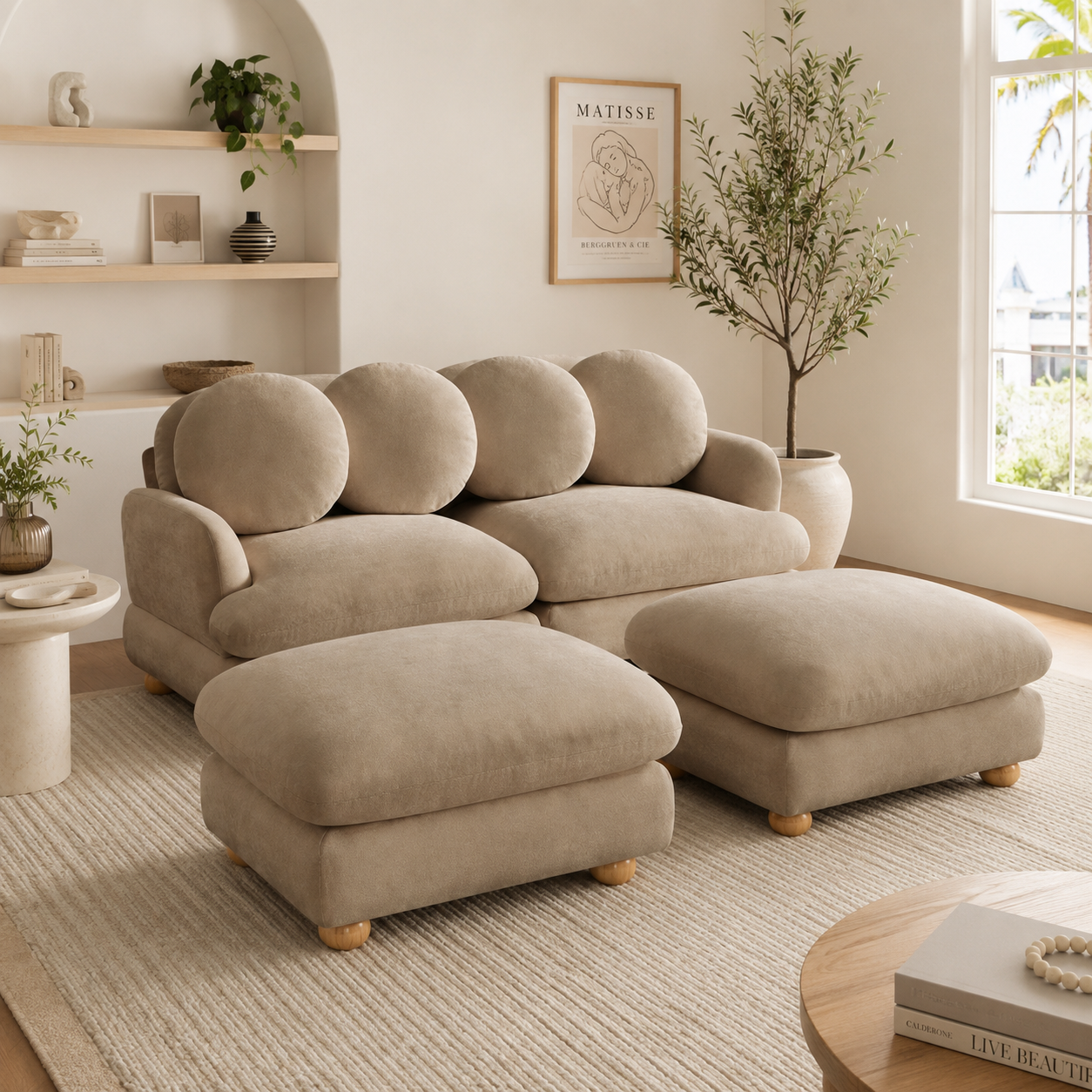 Montclair 68" 4-Piece Modular Chenille Sofa with Daybed Configuration