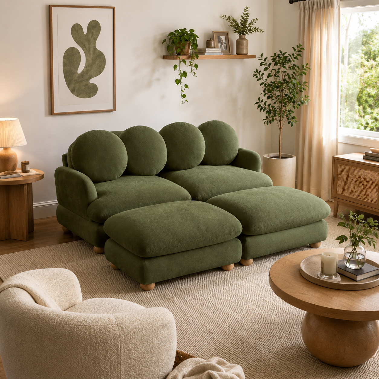 Montclair 68" 4-Piece Modular Chenille Sofa with Daybed Configuration