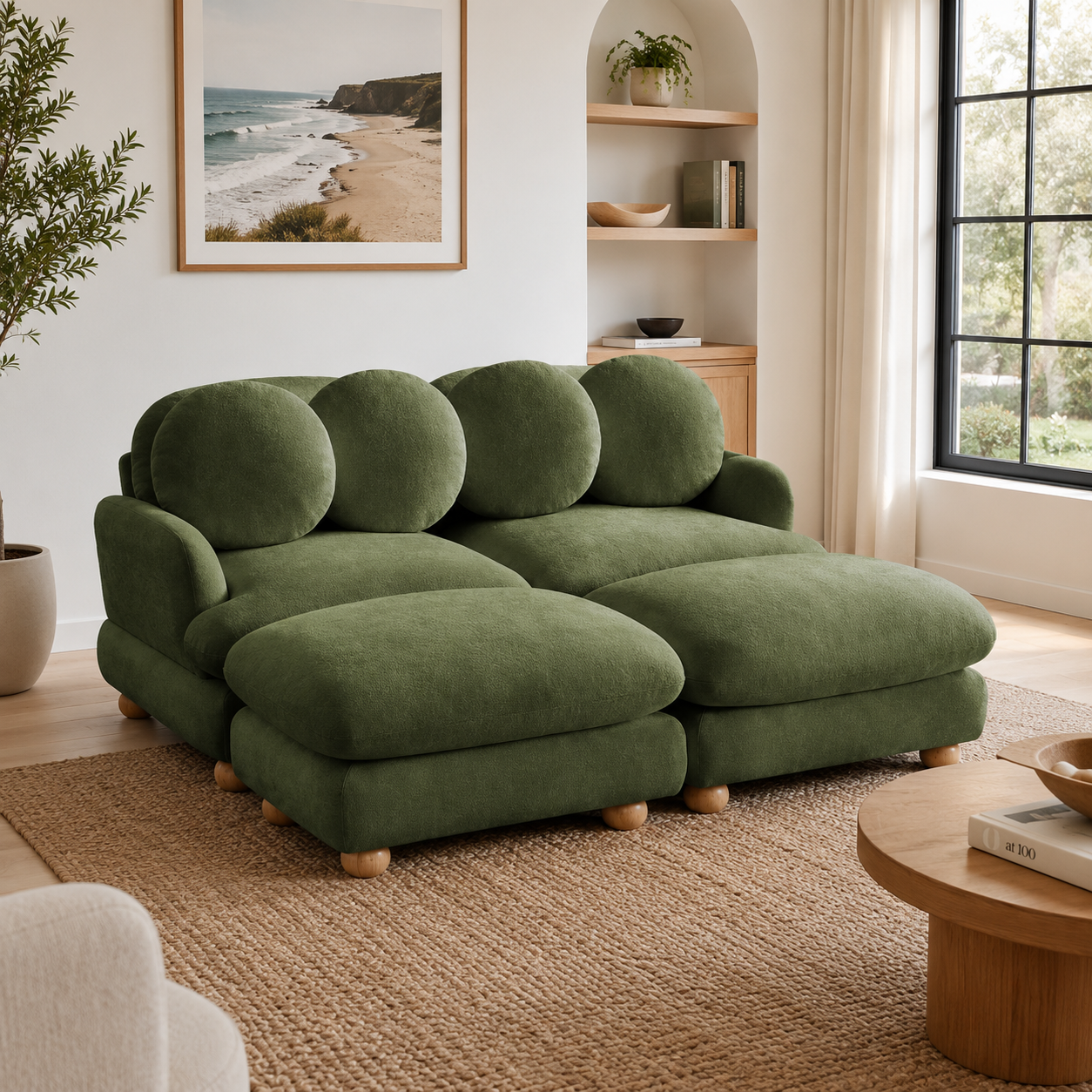 Montclair 68" 4-Piece Modular Chenille Sofa with Daybed Configuration