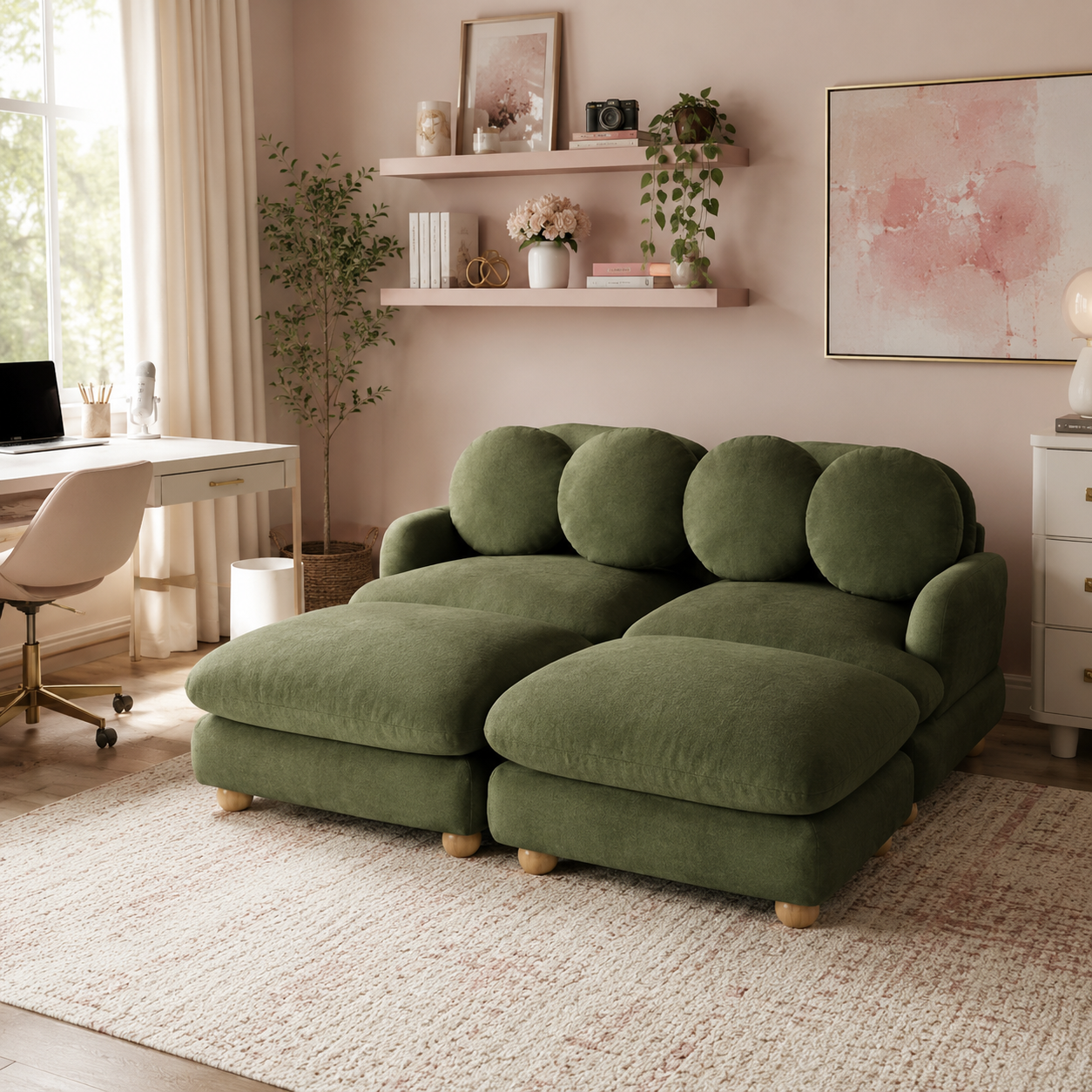 Montclair 68" 4-Piece Modular Chenille Sofa with Daybed Configuration