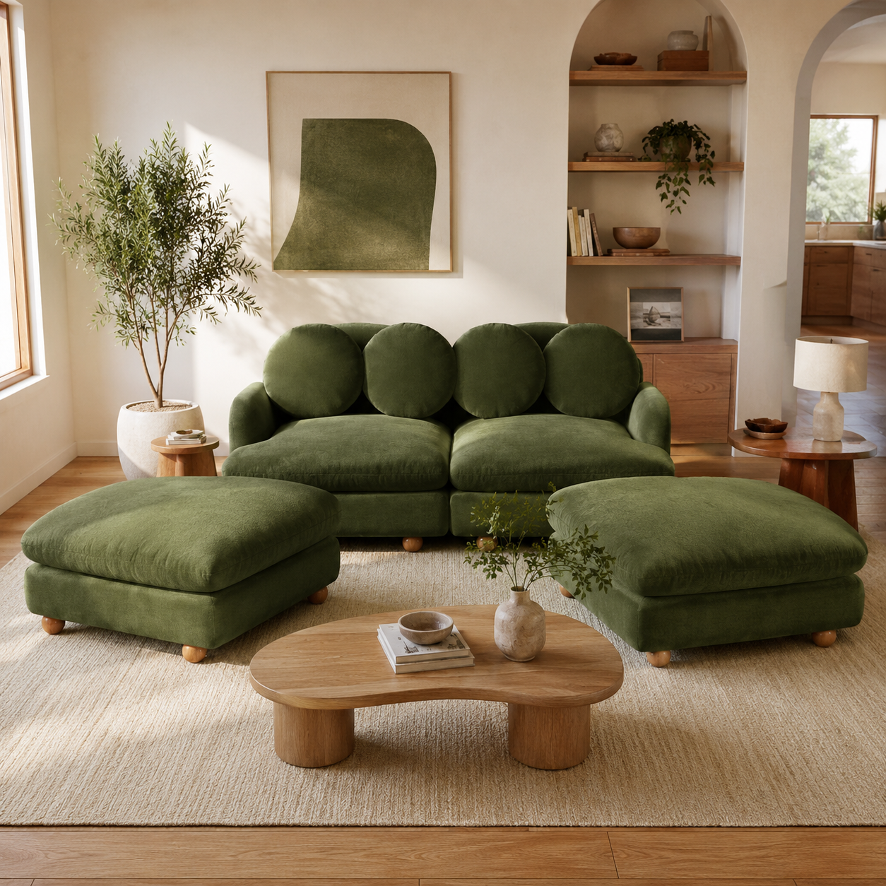 Montclair 68" 4-Piece Modular Chenille Sofa with Daybed Configuration