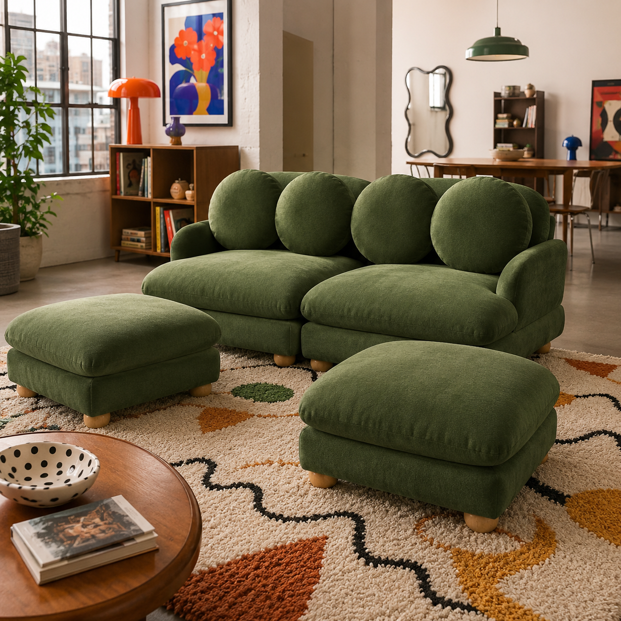 Montclair 68" 4-Piece Modular Chenille Sofa with Daybed Configuration