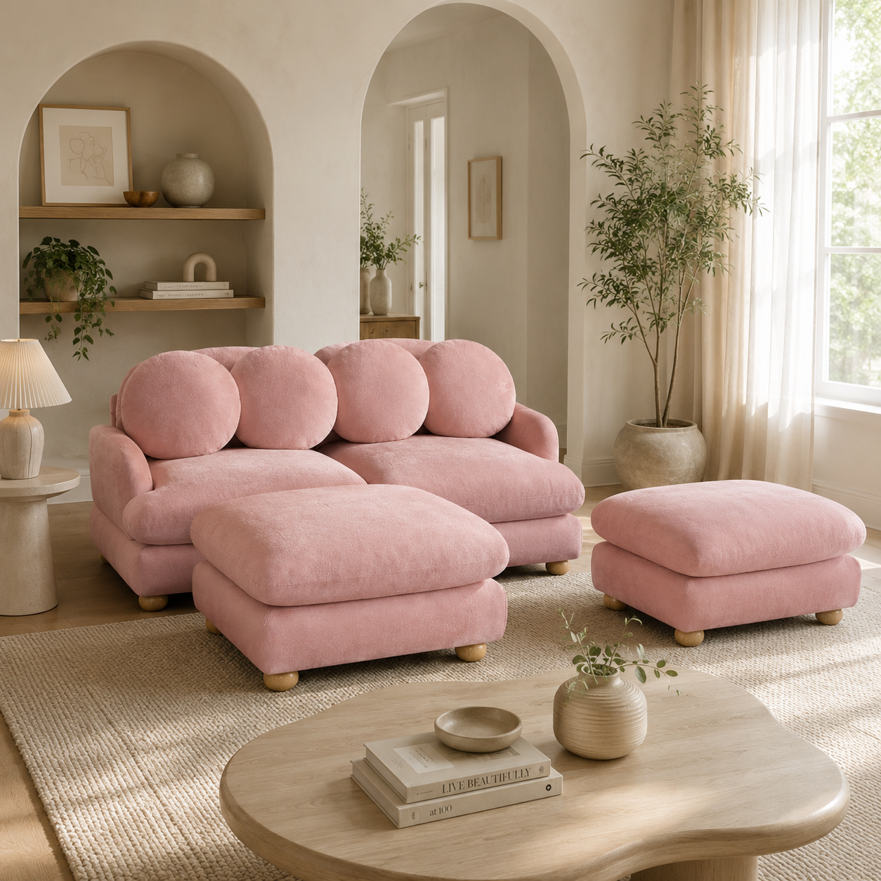 Montclair 68" 4-Piece Modular Chenille Sofa with Daybed Configuration