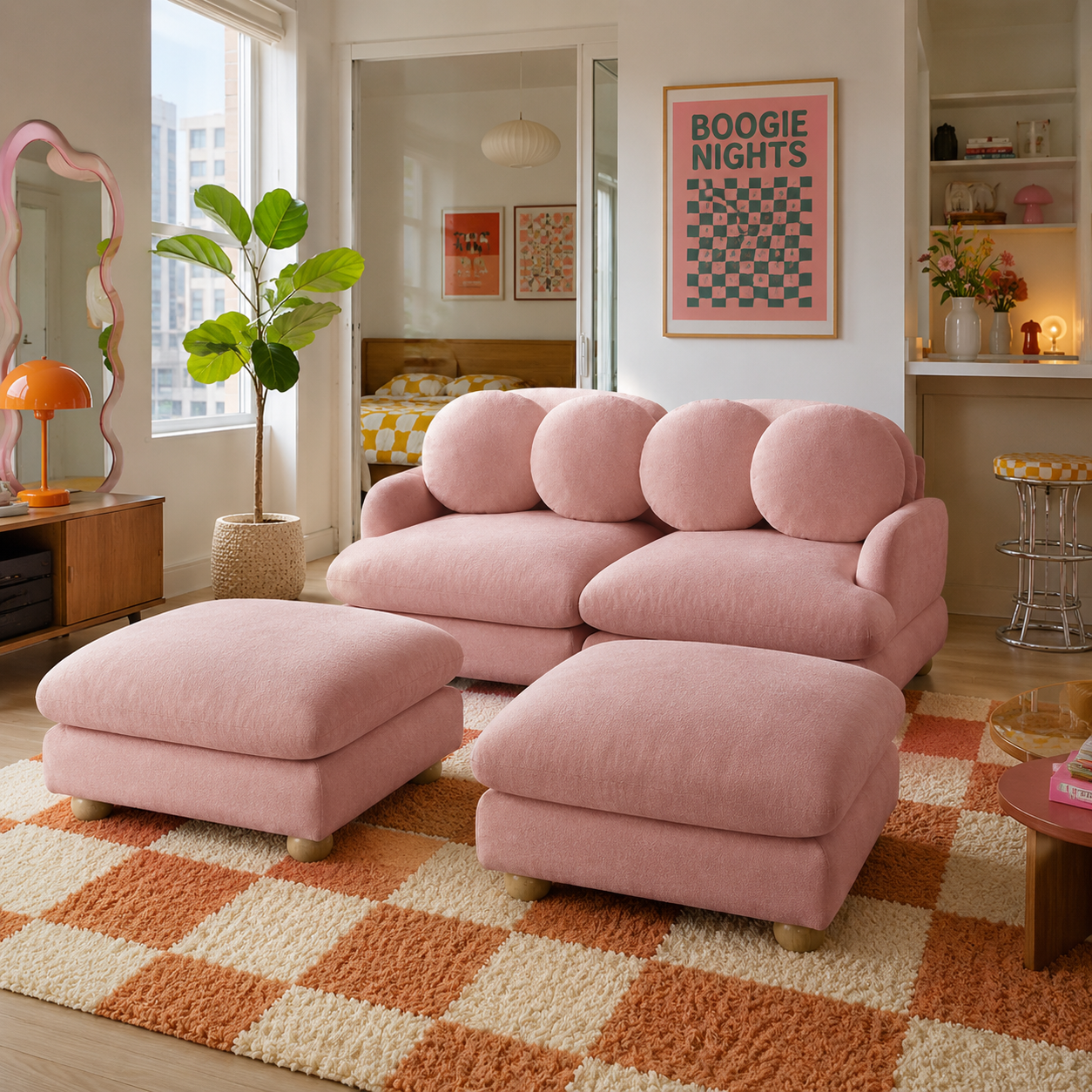 Montclair 68" 4-Piece Modular Chenille Sofa with Daybed Configuration