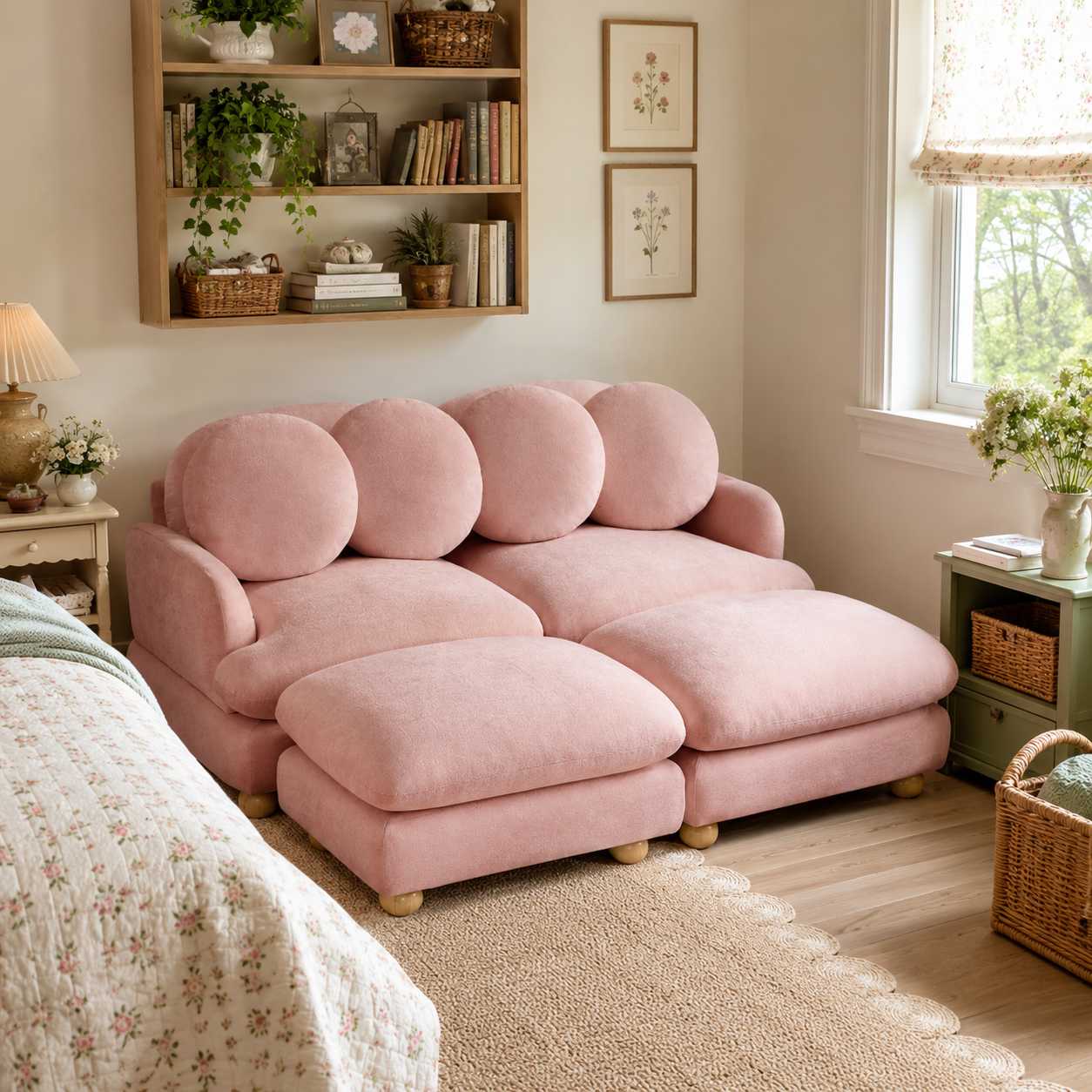 Montclair 68" 4-Piece Modular Chenille Sofa with Daybed Configuration