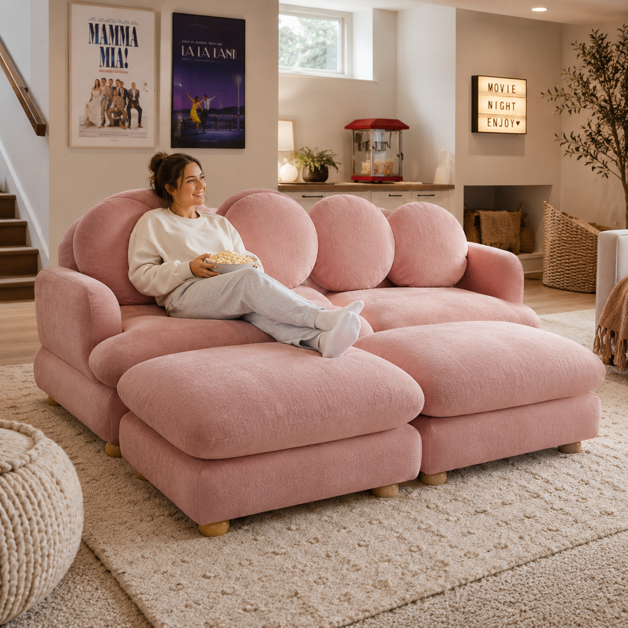 Montclair 68" 4-Piece Modular Chenille Sofa with Daybed Configuration