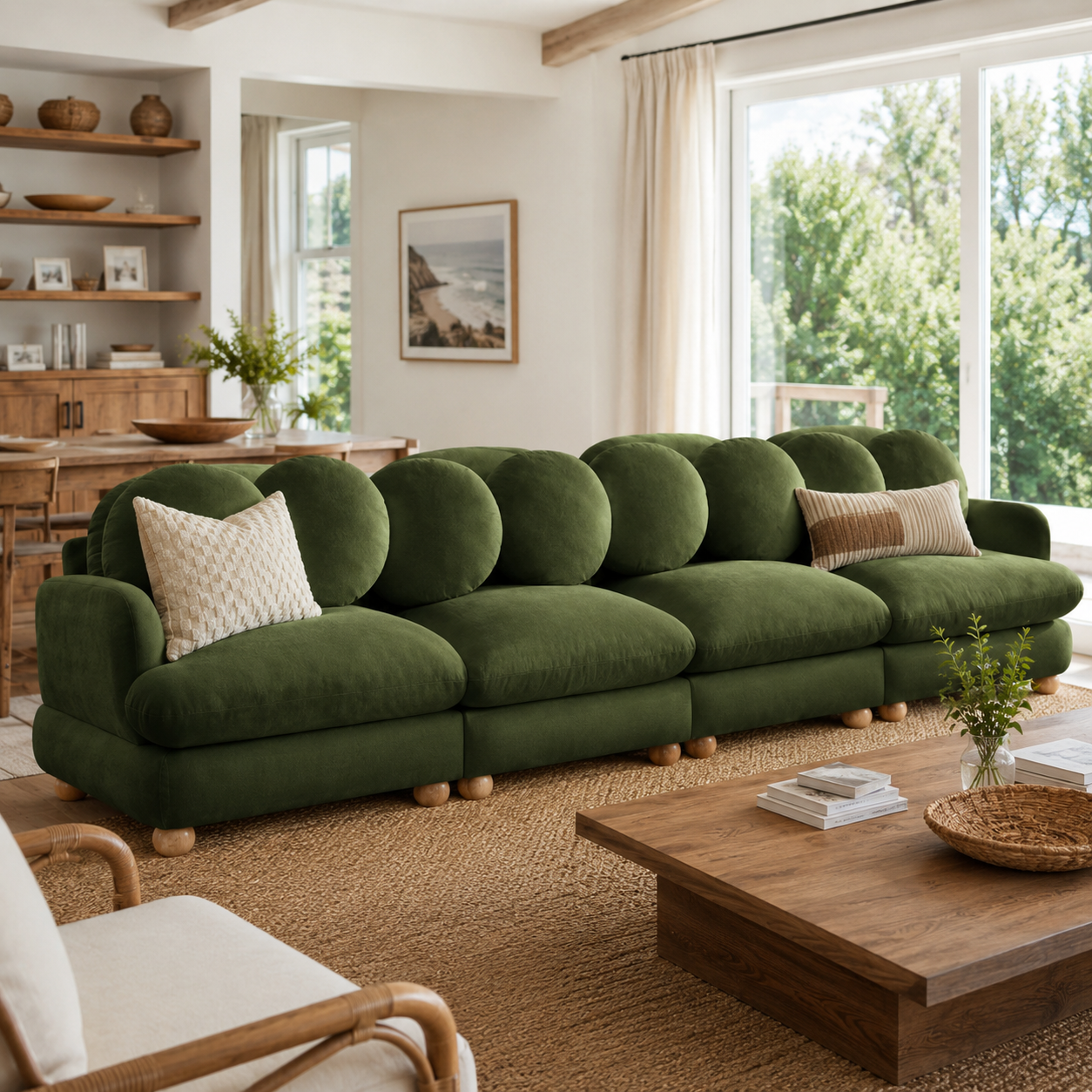 Montclair 123" 4-Seater Modular Chenille Sofa with 8 Round Pillows