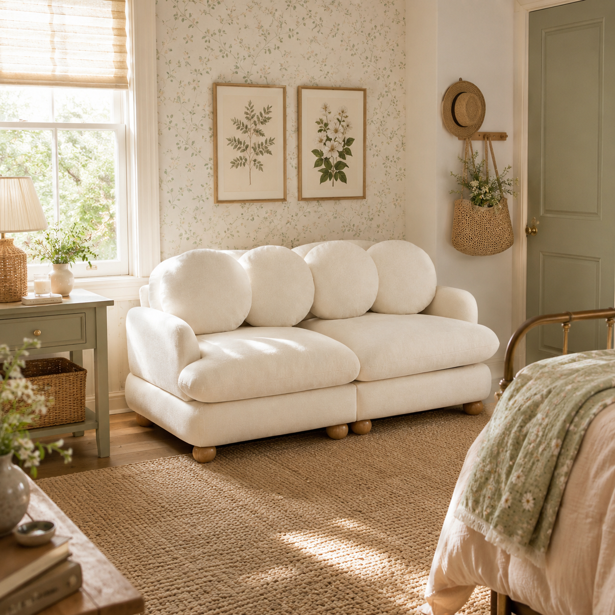 Montclair 68" Modular Chenille Cloud Loveseat Sofa with 4 Round Back Pillows
