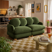 Montclair 68" Modular Chenille Cloud Loveseat Sofa with 4 Round Back Pillows