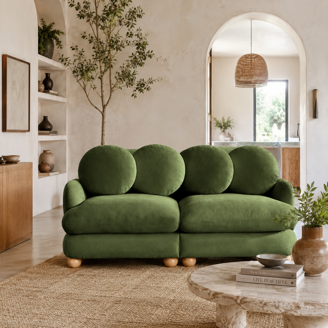 Montclair 68" Modular Chenille Cloud Loveseat Sofa with 4 Round Back Pillows