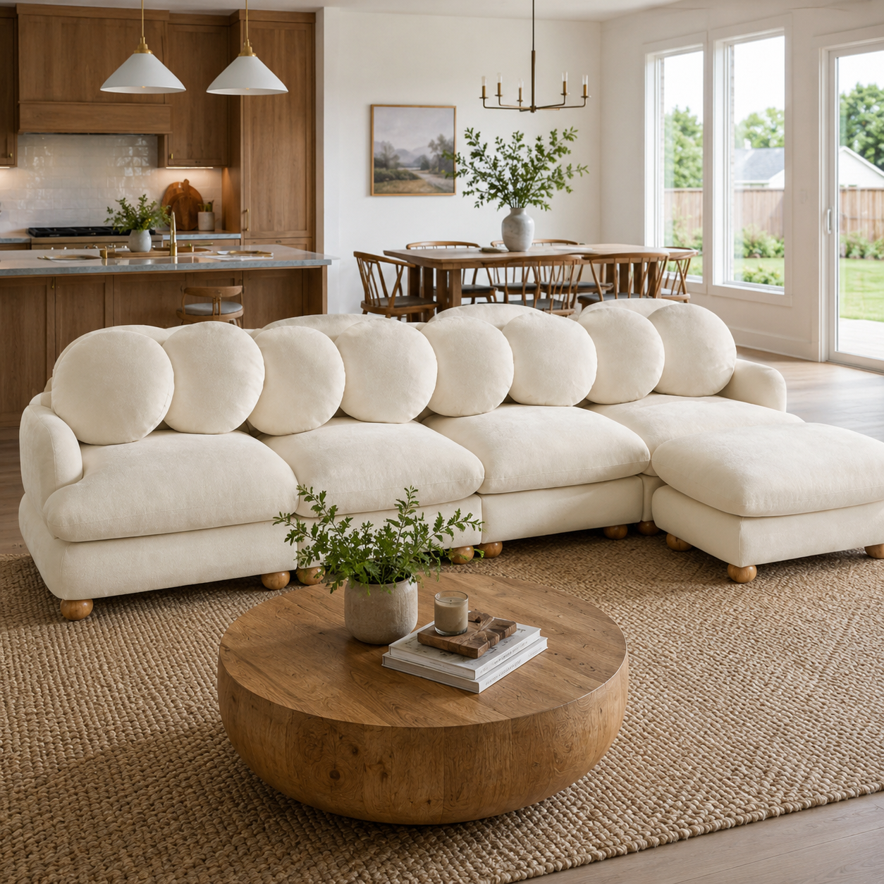 Montclair 123" Modular L-Shaped Chenille Sectional Sofa with Ottoman