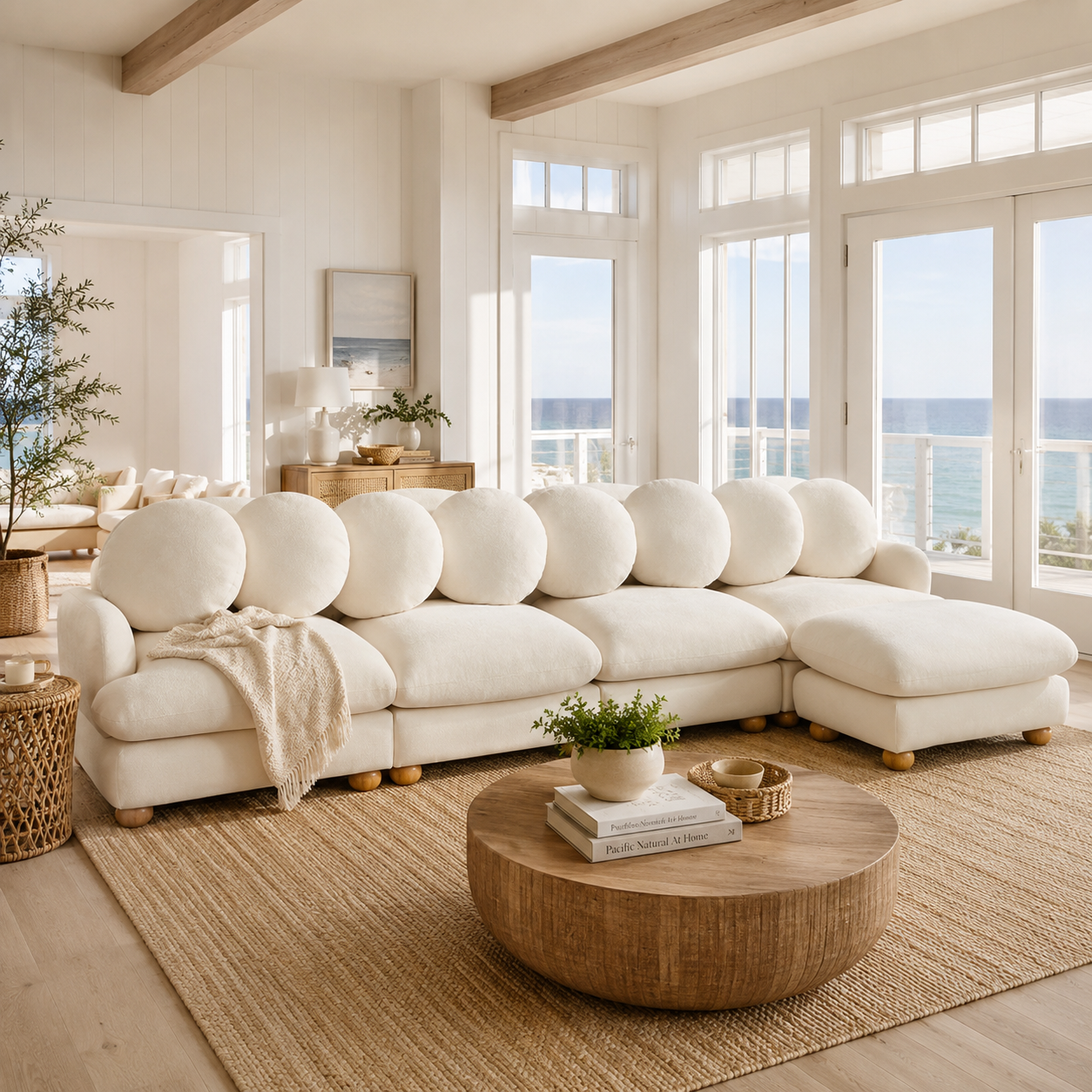 Montclair 123" Modular L-Shaped Chenille Sectional Sofa with Ottoman