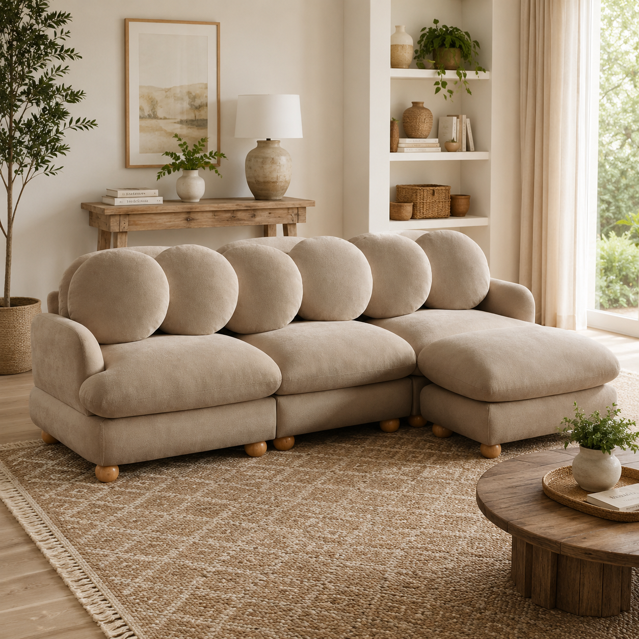 Montclair 95" Modular L-Shaped Chenille Sectional Sofa with Ottoman