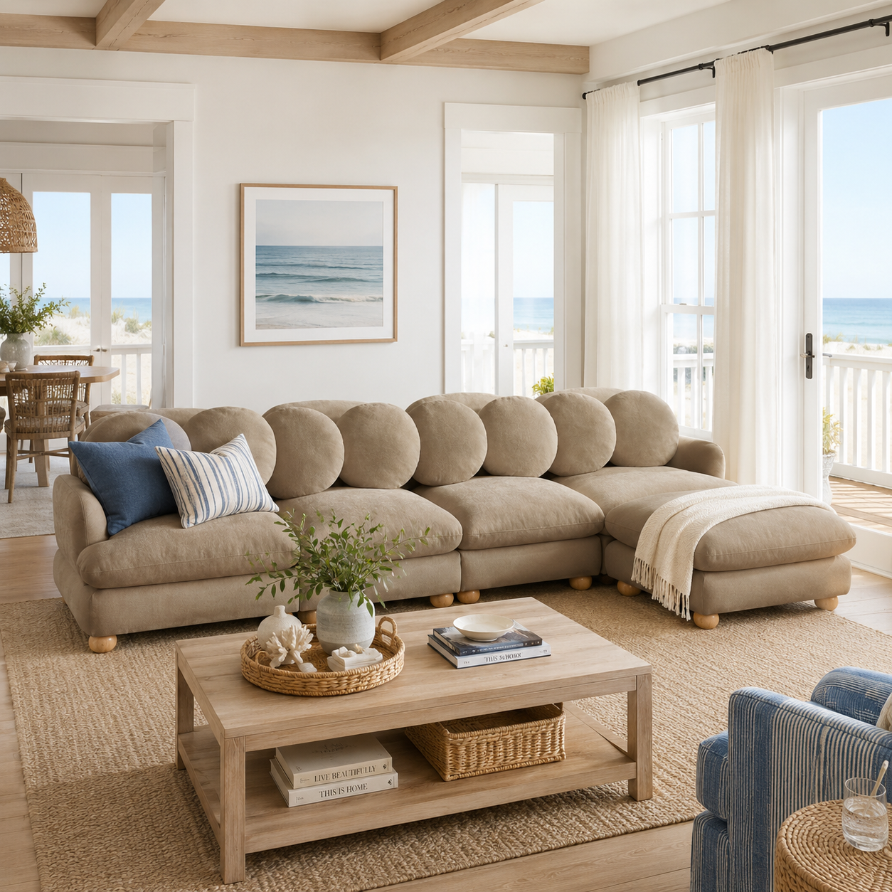 Montclair 123" Modular L-Shaped Chenille Sectional Sofa with Ottoman