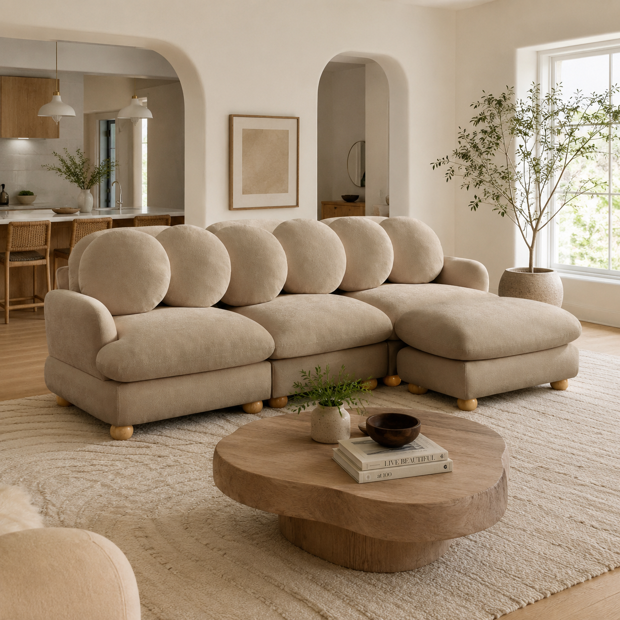 Montclair 95" Modular L-Shaped Chenille Sectional Sofa with Ottoman