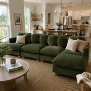 Montclair 123" Modular L-Shaped Chenille Sectional Sofa with Ottoman
