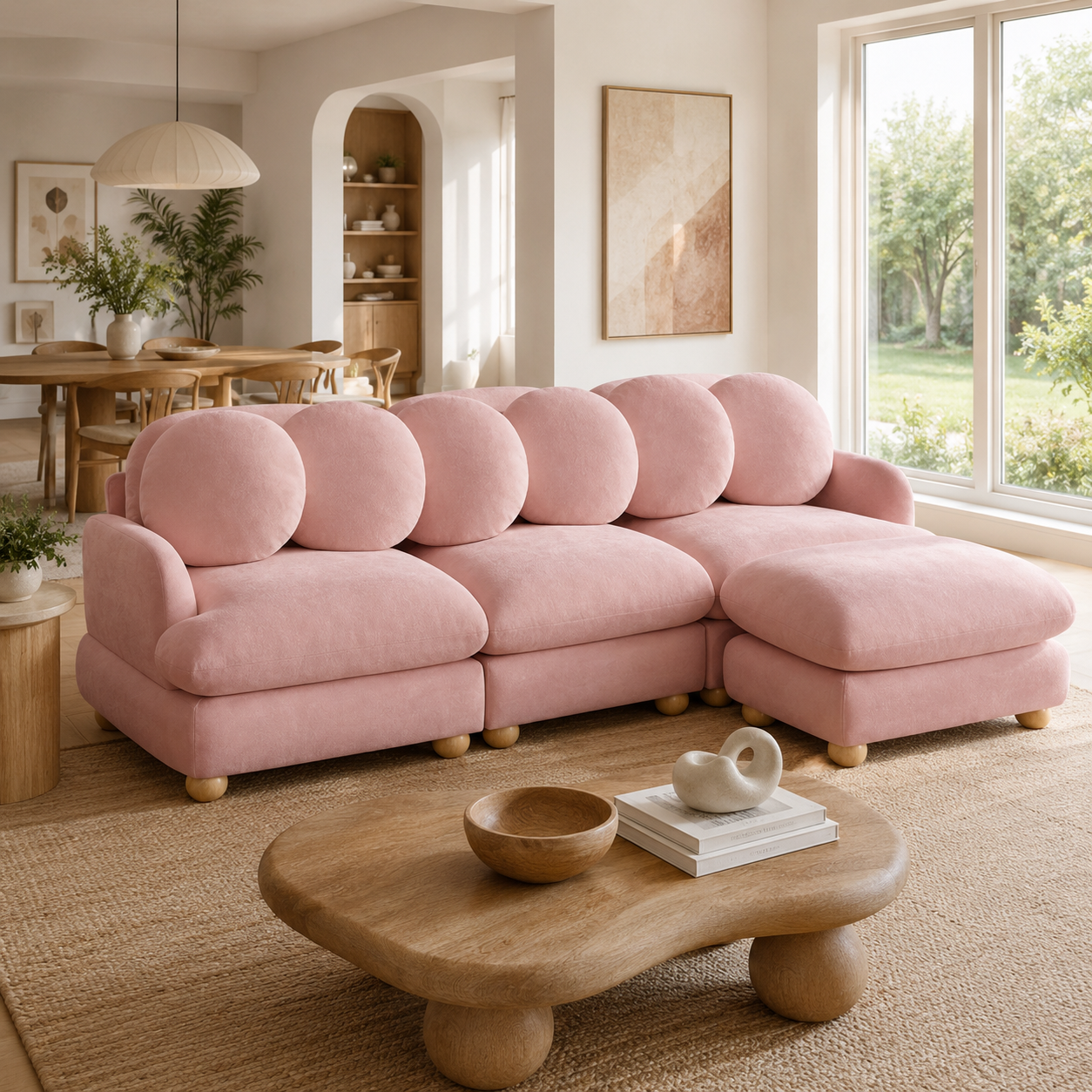 Montclair 95" Modular L-Shaped Chenille Sectional Sofa with Ottoman