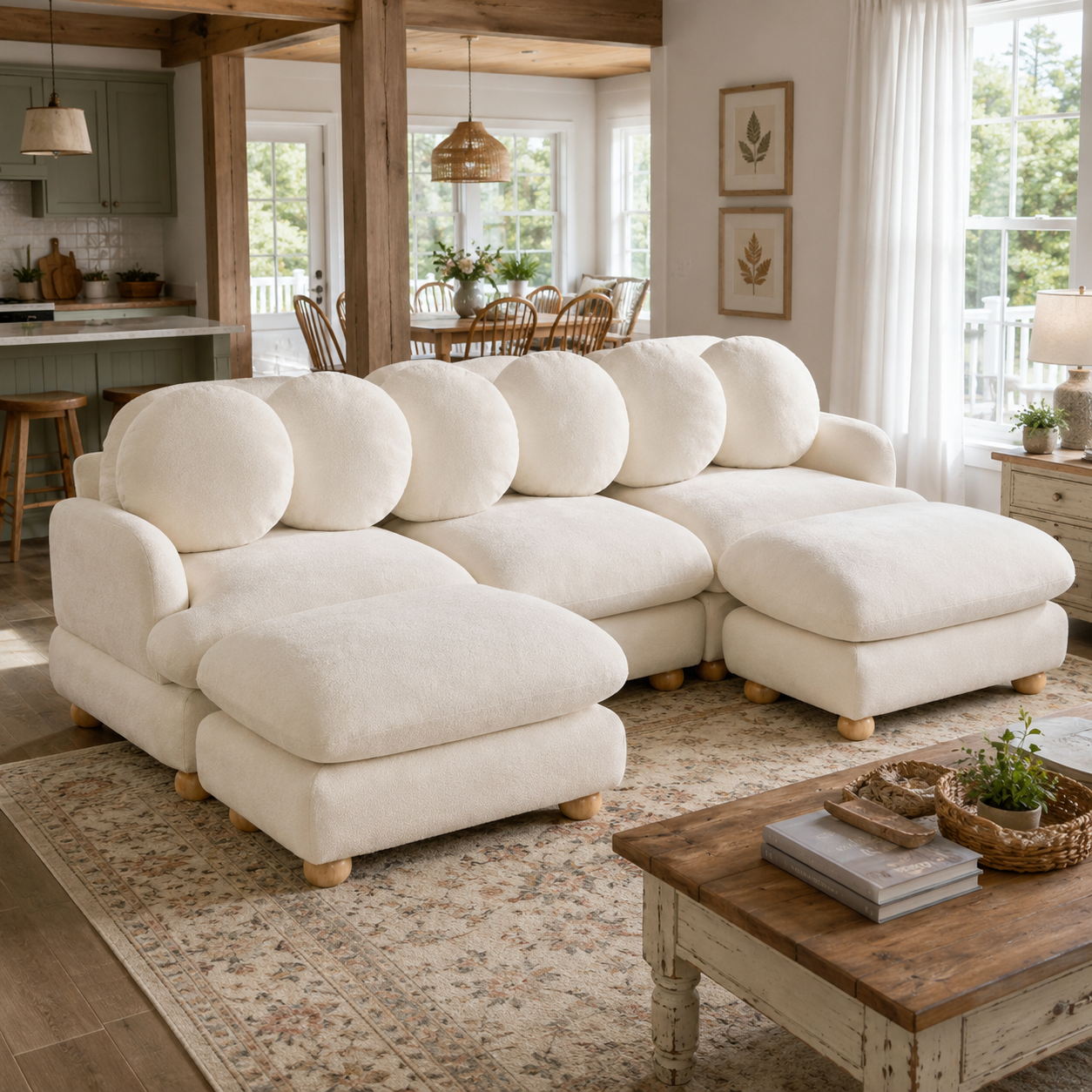 Montclair 95" Modular U-Shaped Chenille Sectional Sofa with 2 Ottomans