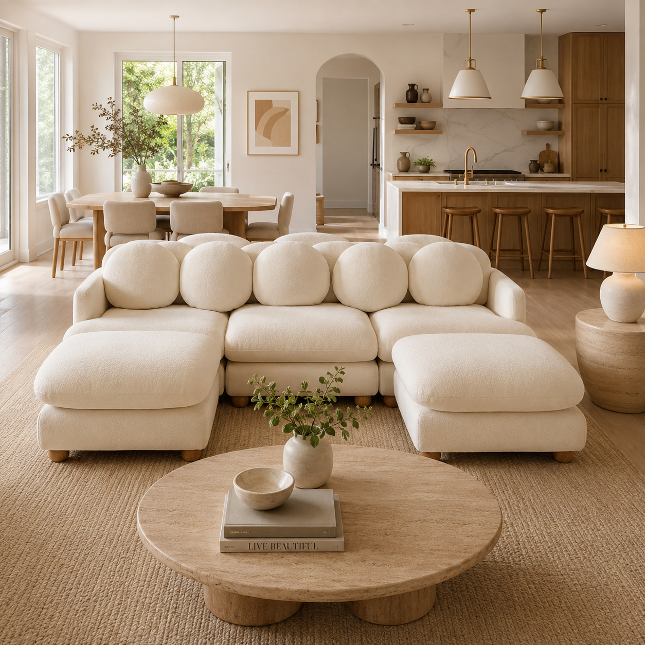 Montclair 95" Modular U-Shaped Chenille Sectional Sofa with 2 Ottomans