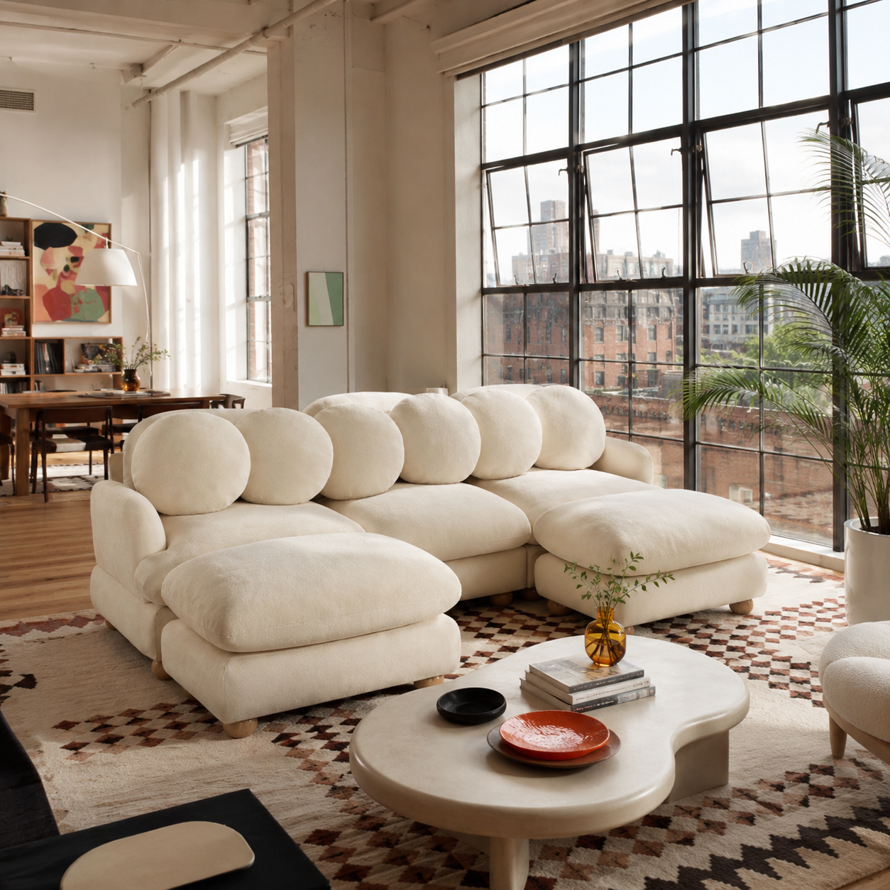 Montclair 95" Modular U-Shaped Chenille Sectional Sofa with 2 Ottomans