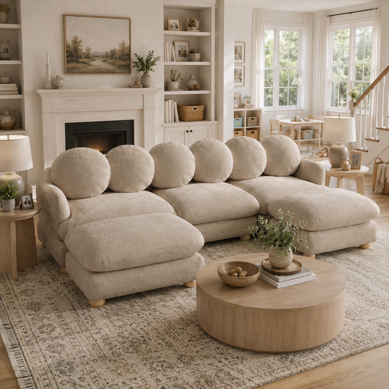 Montclair 95" Modular U-Shaped Chenille Sectional Sofa with 2 Ottomans