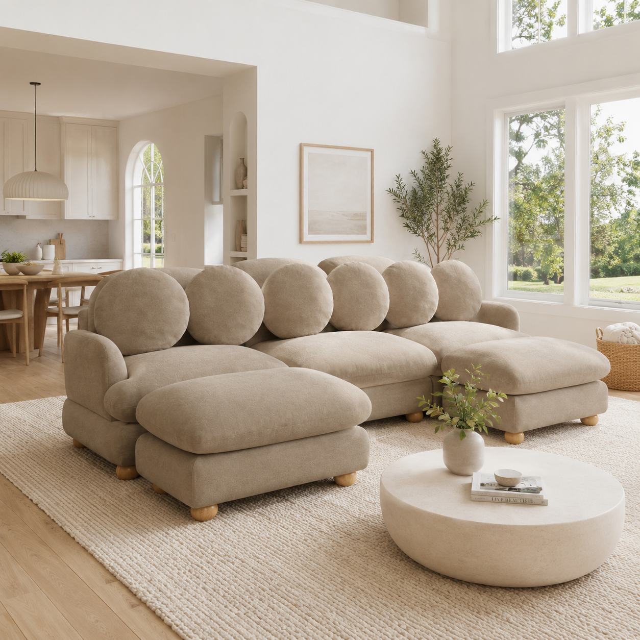 Montclair 95" Modular U-Shaped Chenille Sectional Sofa with 2 Ottomans